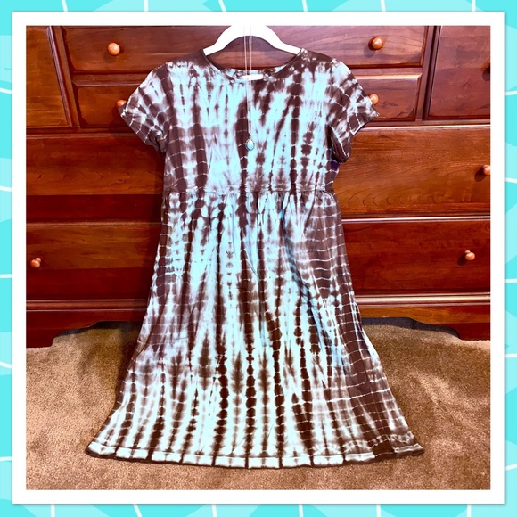 Girl Power Other - Girl Power Cotton Tie Dye Dress EUC Lt Blue/ Brown